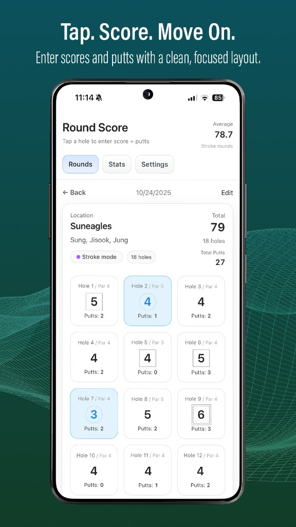 Hole-by-hole scoring
