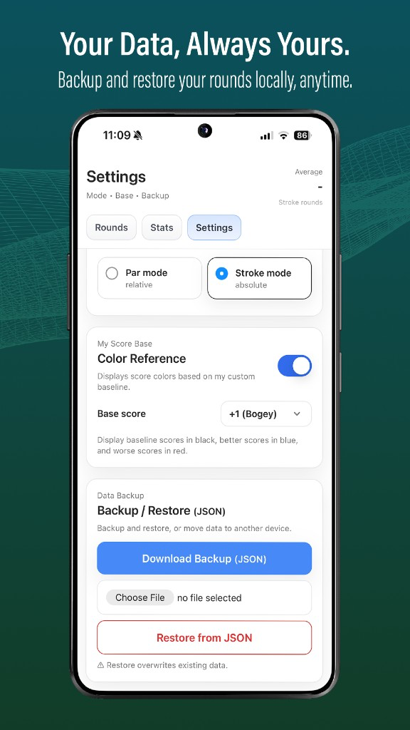 Settings and backup