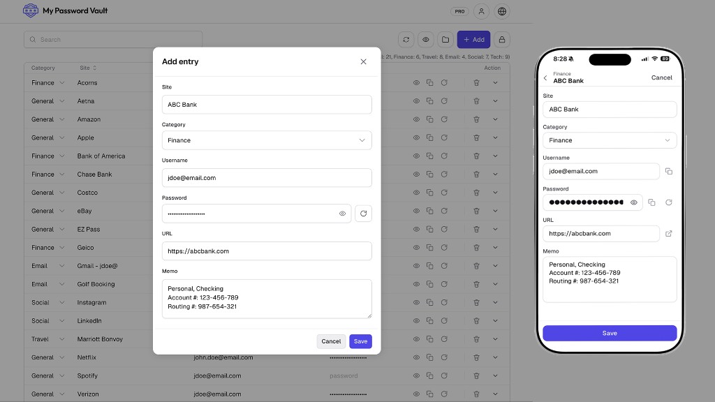 Add entry on web and iPhone