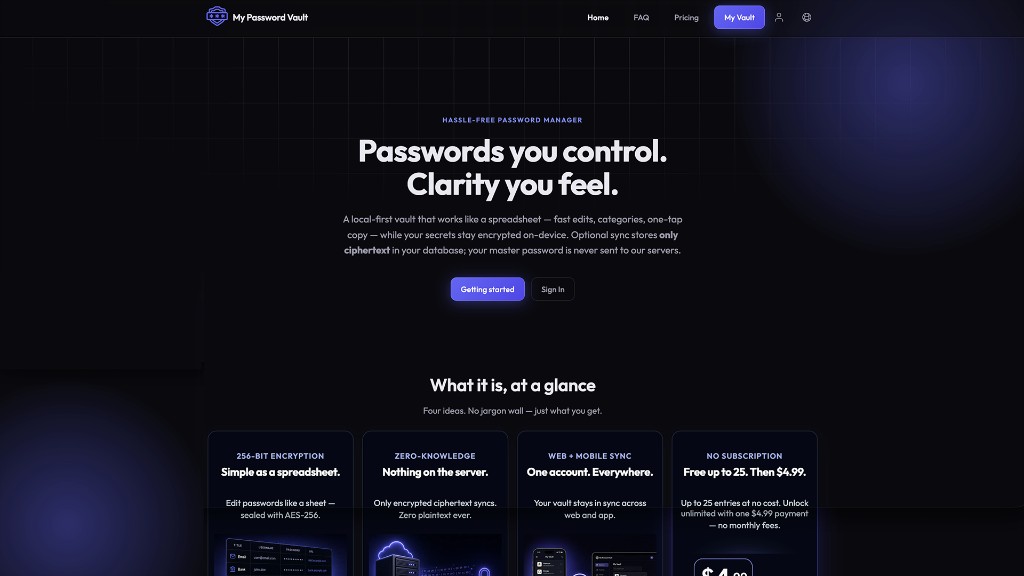 My Password Vault marketing site